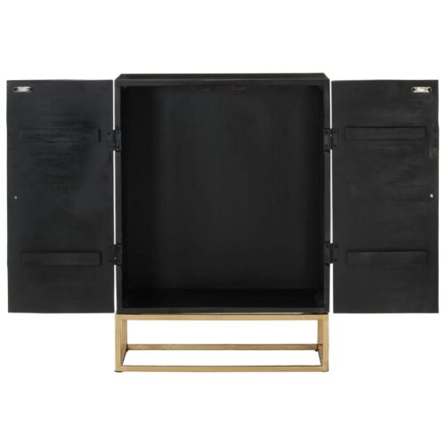 Sideboard Black 55x34x75cm Solid Wood Mango Iron - Image 5