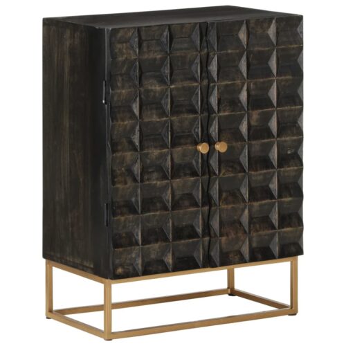 Sideboard Black 55x34x75cm Solid Wood Mango Iron - Image 11