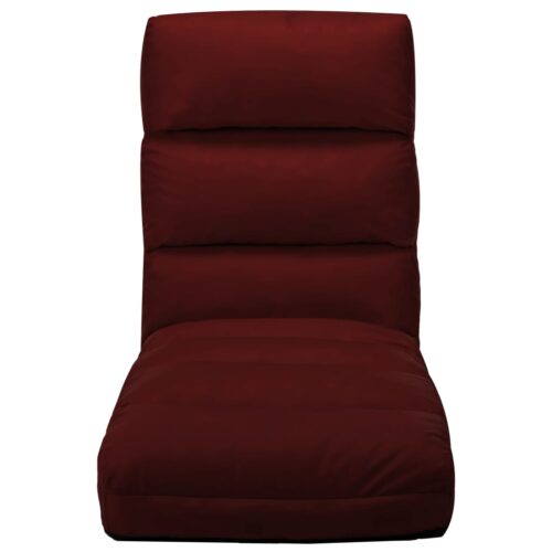 Folding Floor Chair Wine Red Faux Leather - Image 2