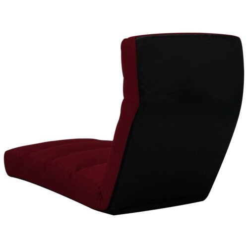 Folding Floor Chair Wine Red Faux Leather - Image 4