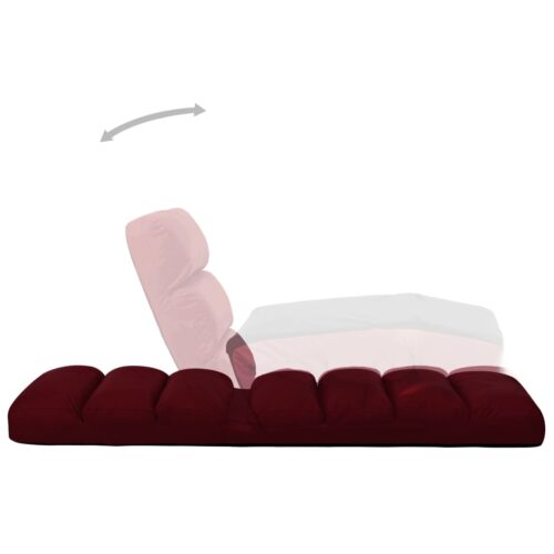 Folding Floor Chair Wine Red Faux Leather - Image 5