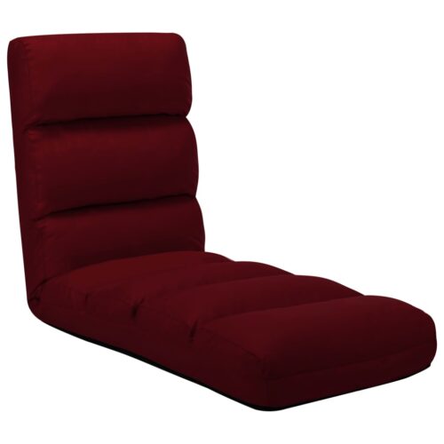 Folding Floor Chair Wine Red Faux Leather - Image 7