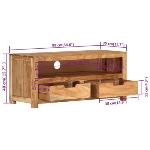 TV Cabinet 88x35x40cm Solid Wood Acacia - Image 8
