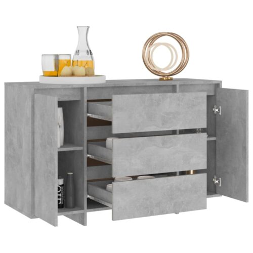 Sideboard with 3 Drawers Concrete Grey 120x41x75cm Engineered Wood - Image 3