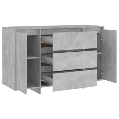 Sideboard with 3 Drawers Concrete Grey 120x41x75cm Engineered Wood - Image 7