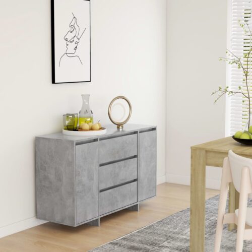 Sideboard with 3 Drawers Concrete Grey 120x41x75cm Engineered Wood - Image 10