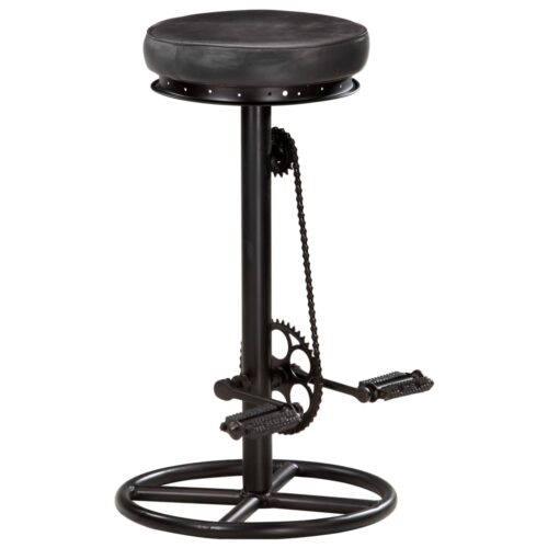 Bar Stools 2pcs Black Real Goat Leather - Image 2