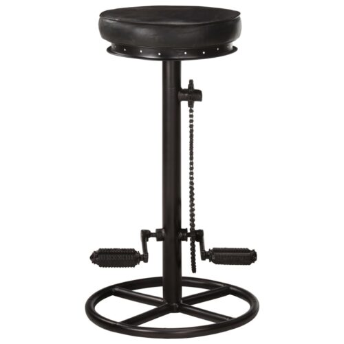 Bar Stools 2pcs Black Real Goat Leather - Image 3