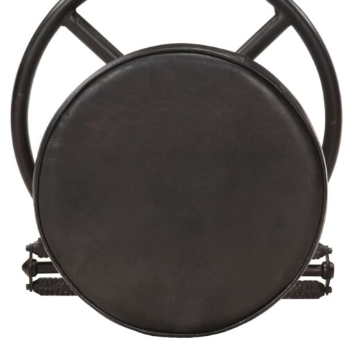 Bar Stools 2pcs Black Real Goat Leather - Image 6