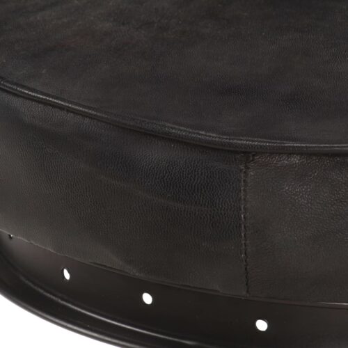 Bar Stools 2pcs Black Real Goat Leather - Image 7
