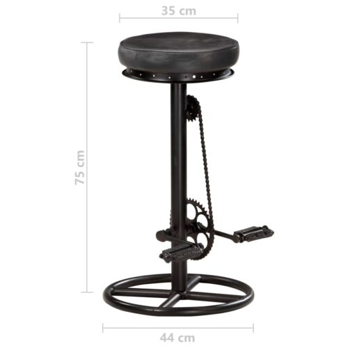 Bar Stools 2pcs Black Real Goat Leather - Image 9