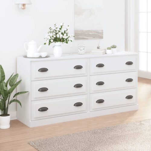 Sideboards 2pcs White Engineered Wood