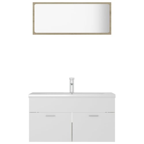 Bathroom Furniture Set White Sonoma Oak Engineered Wood - Image 5