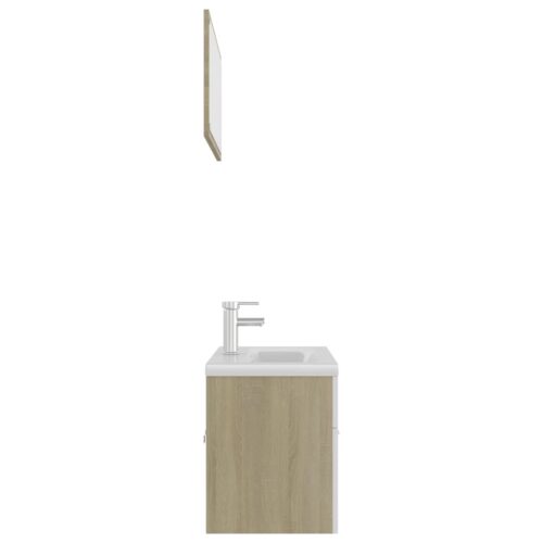 Bathroom Furniture Set White Sonoma Oak Engineered Wood - Image 6