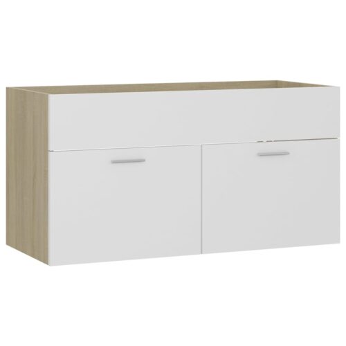 Bathroom Furniture Set White Sonoma Oak Engineered Wood - Image 8