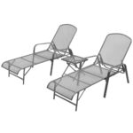 Sun Loungers 2pcs with Table Steel Anthracite