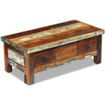 Coffee Table Drawers Solid Reclaimed Wood 90x45x35cm