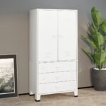 Industrial Wardrobe White 90x50x180cm Metal