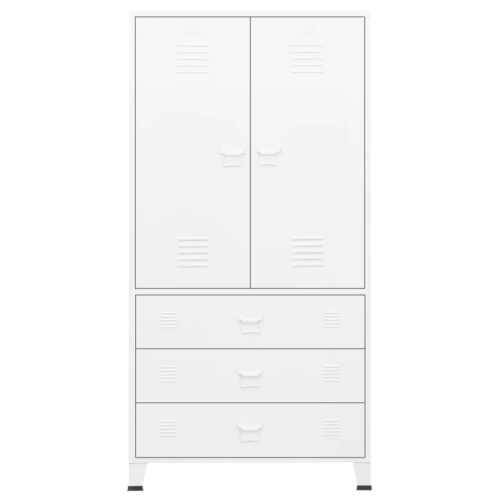 Industrial Wardrobe White 90x50x180cm Metal - Image 3
