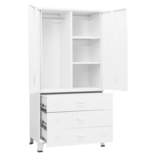 Industrial Wardrobe White 90x50x180cm Metal - Image 6