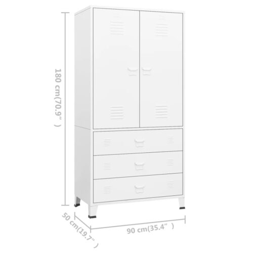 Industrial Wardrobe White 90x50x180cm Metal - Image 10