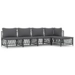 5-Piece Garden Lounge Set with Cushions Anthracite Steel