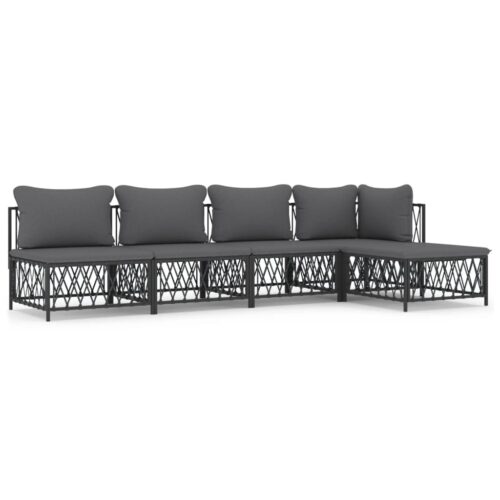 5-Piece Garden Lounge Set with Cushions Anthracite Steel