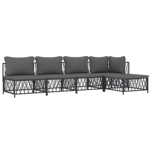 5-Piece Garden Lounge Set with Cushions Anthracite Steel - Image 2