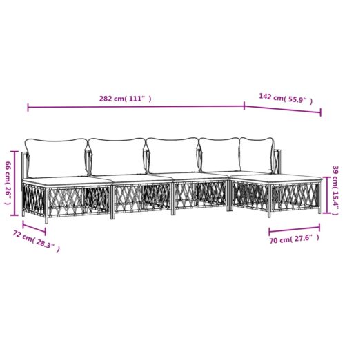5-Piece Garden Lounge Set with Cushions Anthracite Steel - Image 8