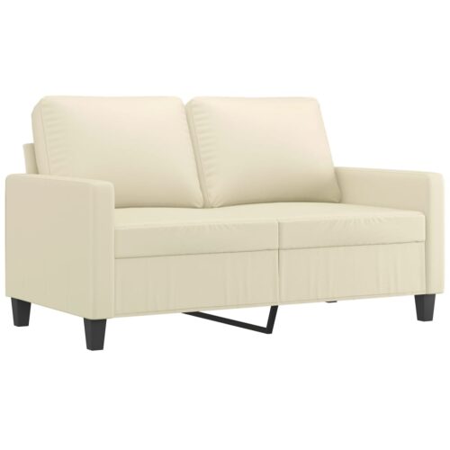 2pcs Sofa Set 5-Seater Modern Living Room Lounge Couch Chair Faux Leather Cream - Image 3