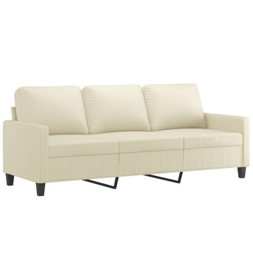 2pcs Sofa Set 5-Seater Modern Living Room Lounge Couch Chair Faux Leather Cream - Image 4