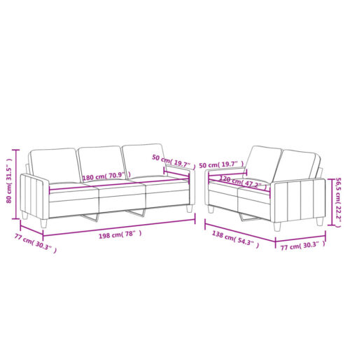 2pcs Sofa Set 5-Seater Modern Living Room Lounge Couch Chair Faux Leather Cream - Image 7