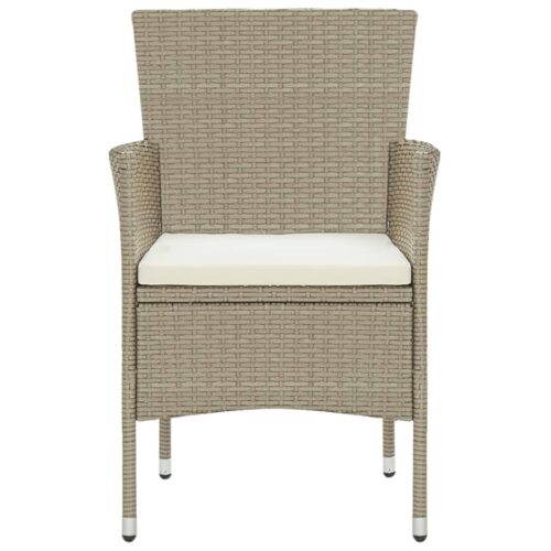5-Piece Garden Dining Set Poly Rattan Wicker Outdoor Patio Furniture Beige - Image 4