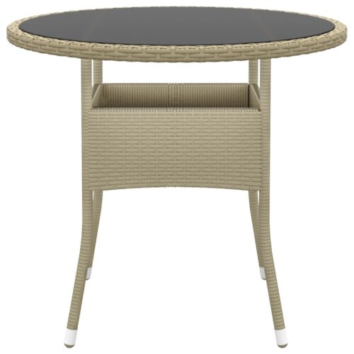 5-Piece Garden Dining Set Poly Rattan Wicker Outdoor Patio Furniture Beige - Image 6