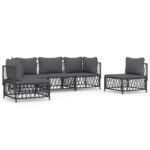 5-Piece Garden Lounge Set with Cushions Anthracite Steel