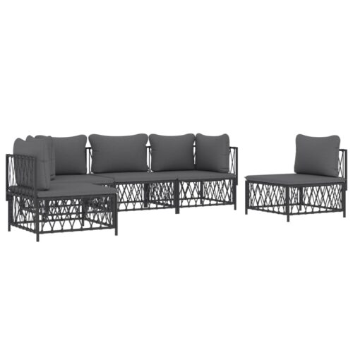 5-Piece Garden Lounge Set with Cushions Anthracite Steel - Image 2