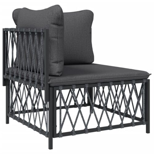 5-Piece Garden Lounge Set with Cushions Anthracite Steel - Image 3