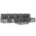 6-Piece Garden Lounge Set with Cushions Anthracite Steel