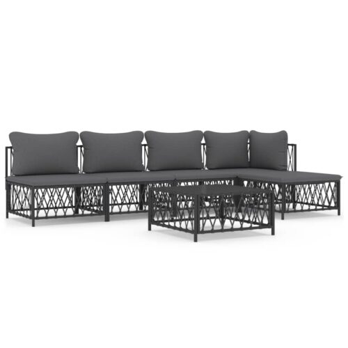 6-Piece Garden Lounge Set with Cushions Anthracite Steel