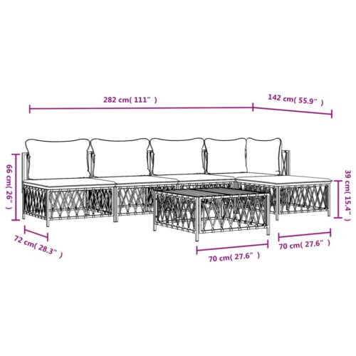 6-Piece Garden Lounge Set with Cushions Anthracite Steel - Image 10