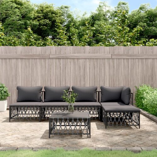 6-Piece Garden Lounge Set with Cushions Anthracite Steel - Image 11
