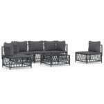 6-Piece Garden Lounge Set with Cushions Anthracite Steel