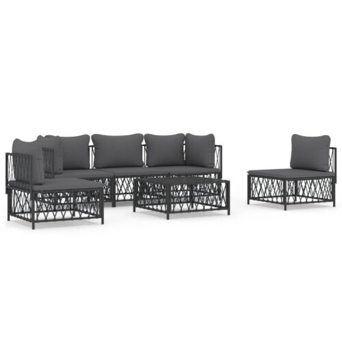 6-Piece Garden Lounge Set with Cushions Anthracite Steel