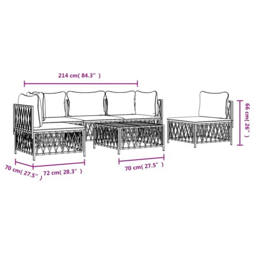 6-Piece Garden Lounge Set with Cushions Anthracite Steel - Image 9