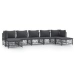 7-Piece Garden Lounge Set with Cushions Anthracite Steel Outdoor Patio Lounge Furniture