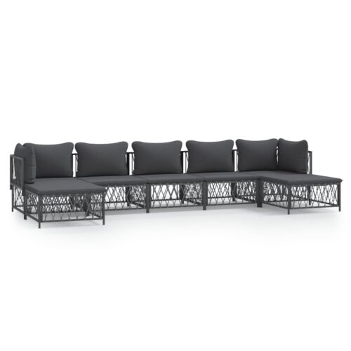 7-Piece Garden Lounge Set with Cushions Anthracite Steel Outdoor Patio Lounge Furniture