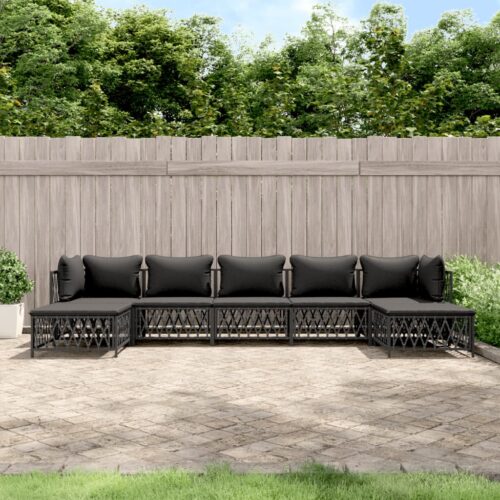 7-Piece Garden Lounge Set with Cushions Anthracite Steel Outdoor Patio Lounge Furniture - Image 10