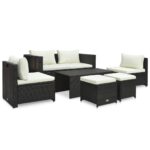 6-Piece Garden Lounge Set with Cushions Poly Rattan Wicker Outdoor Patio Furniture Brown
