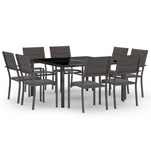 9-Piece Outdoor Dining Set Steel Outdoor Patio Lounge Furniture