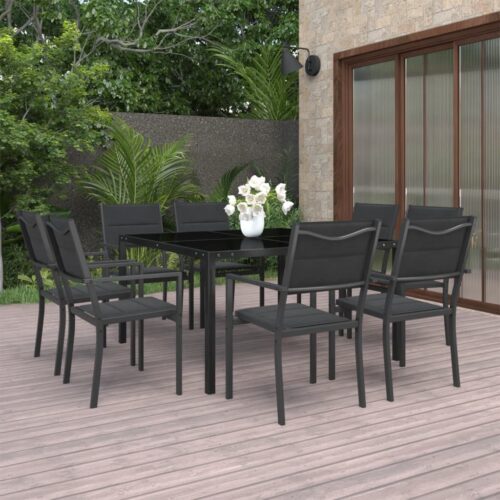 9-Piece Outdoor Dining Set Steel Outdoor Patio Lounge Furniture - Image 12